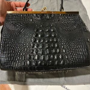 Brahmin Black Crocodile Pattern Shoulder Bag
